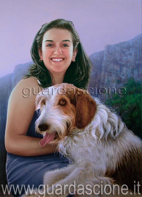 io e il mio cane ritratti a olio su tela da una mia foto dal pittore ritrattista Guardascione