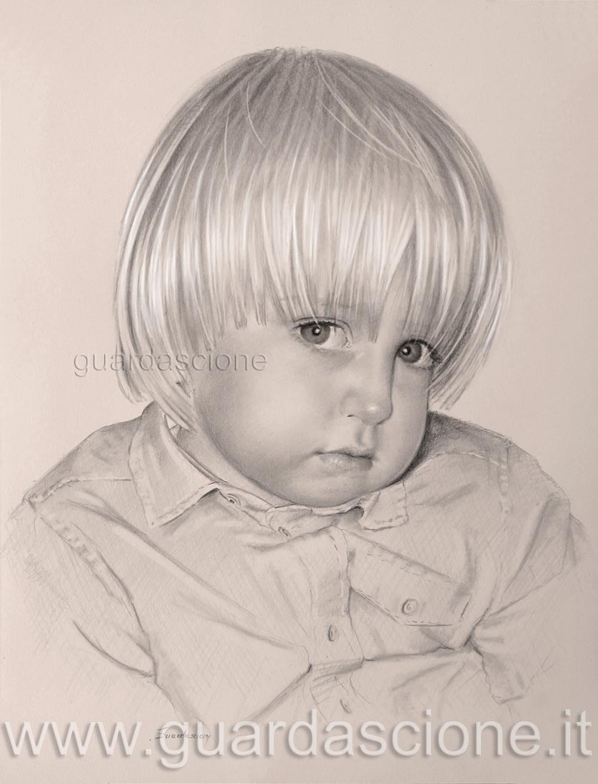 vorrei commissionare il ritratto del mio bambino, esempi di ritratti di bambini eseguiti da foto