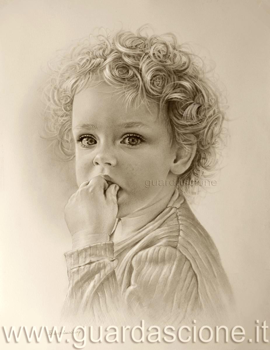cerchi un pittore che realizzi il ritratto del tuo bimbo? Guardascione esegue ritratti di bambini da semplici foto che puoi inviare via mail