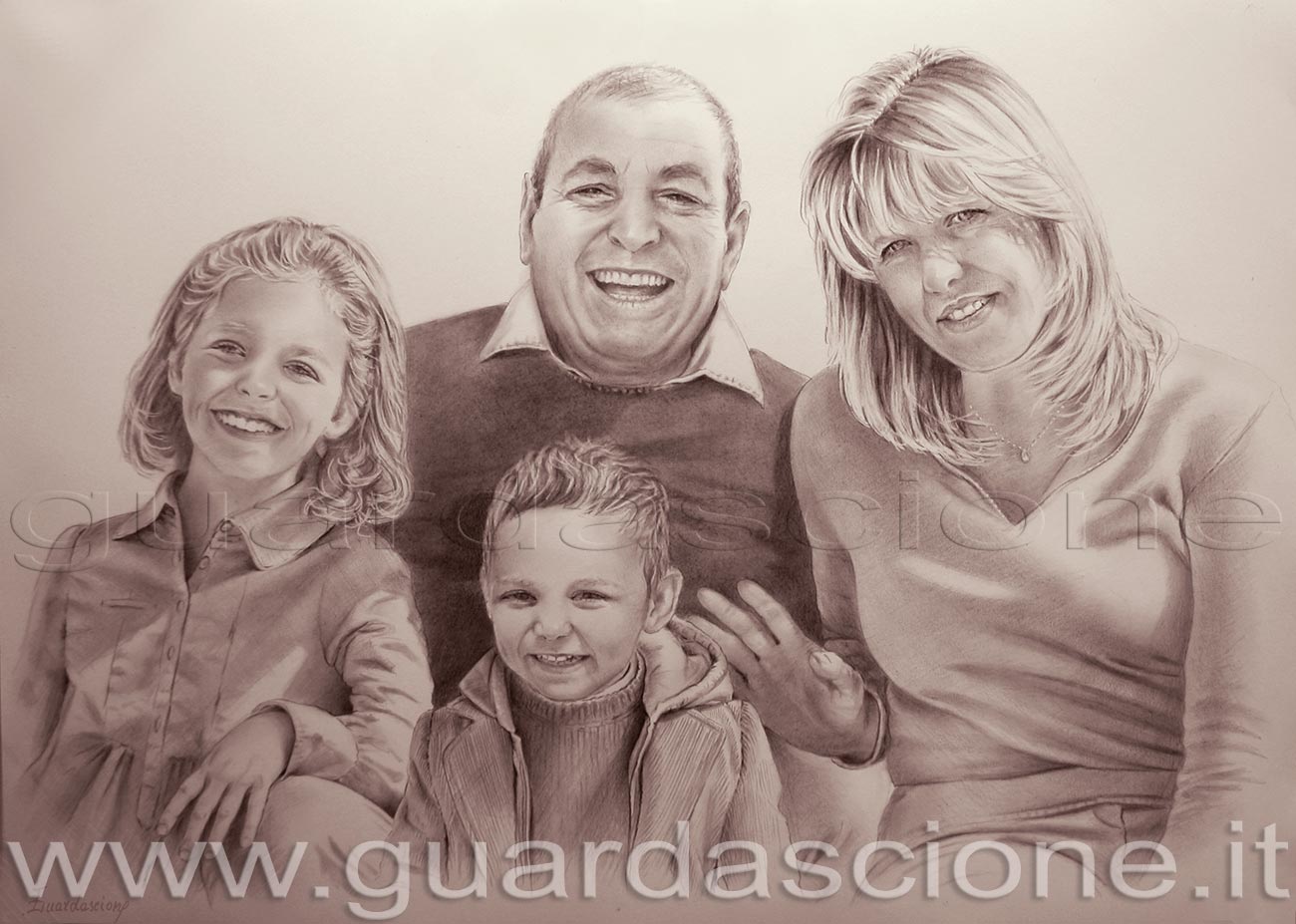 ritratto di famigliauna vera opera darte a casa tua realizzata da una foto ed eseguita su commissione