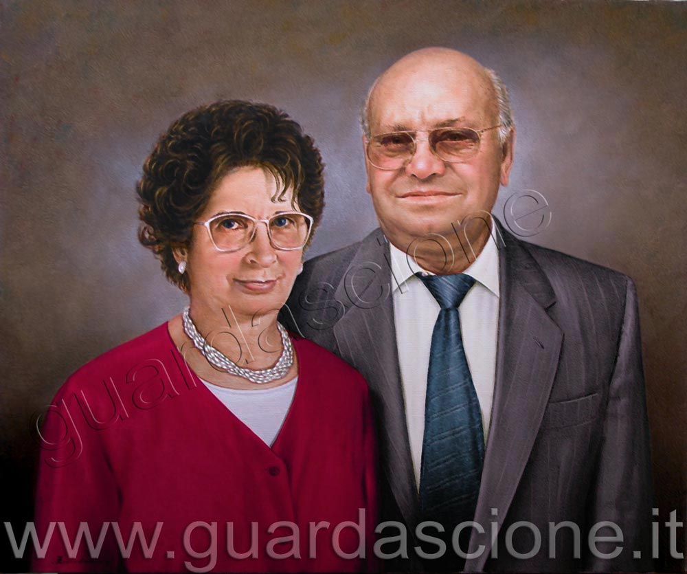 Un ritratto eseguito da una foto dei miei genitori é una idea originale e particolare. Ritratti per regali a Natale alla mamma e al papà un ritratto è un regalo singolare