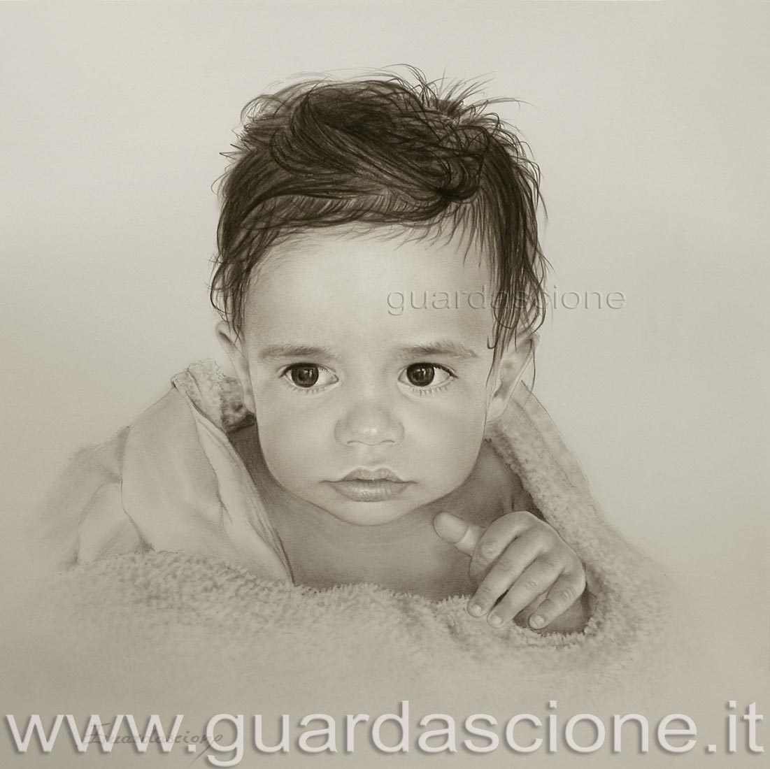 ritratto di bambina a matita eseguito da una foto, ritratti di bambini