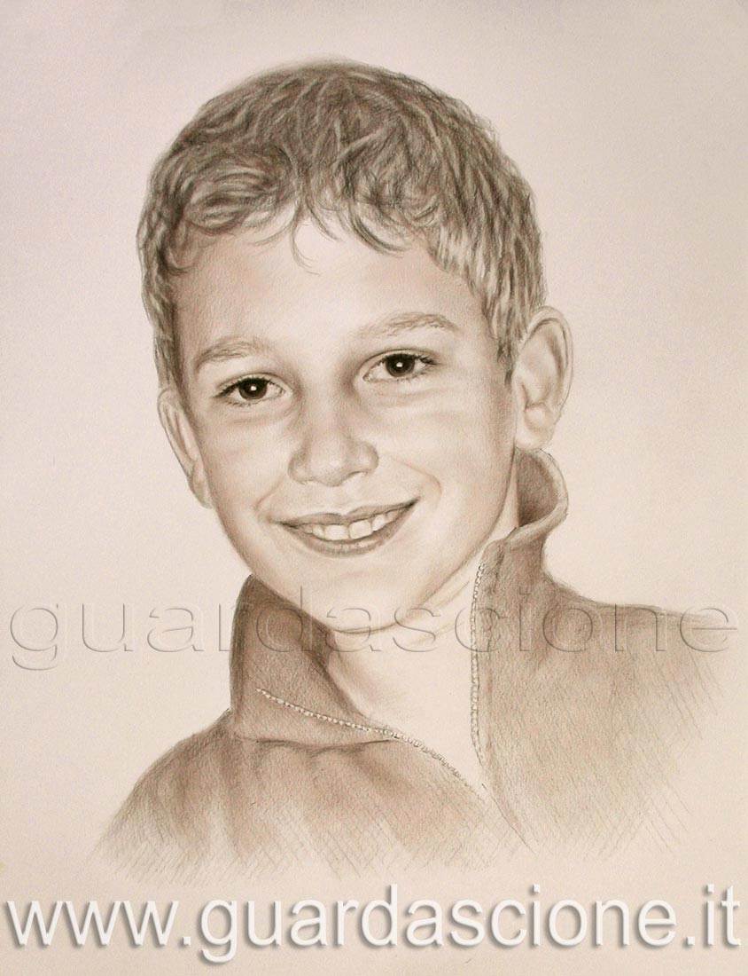 Ritratto di bambino realizzato su commissione, bambini ritratti eseguiti da foto