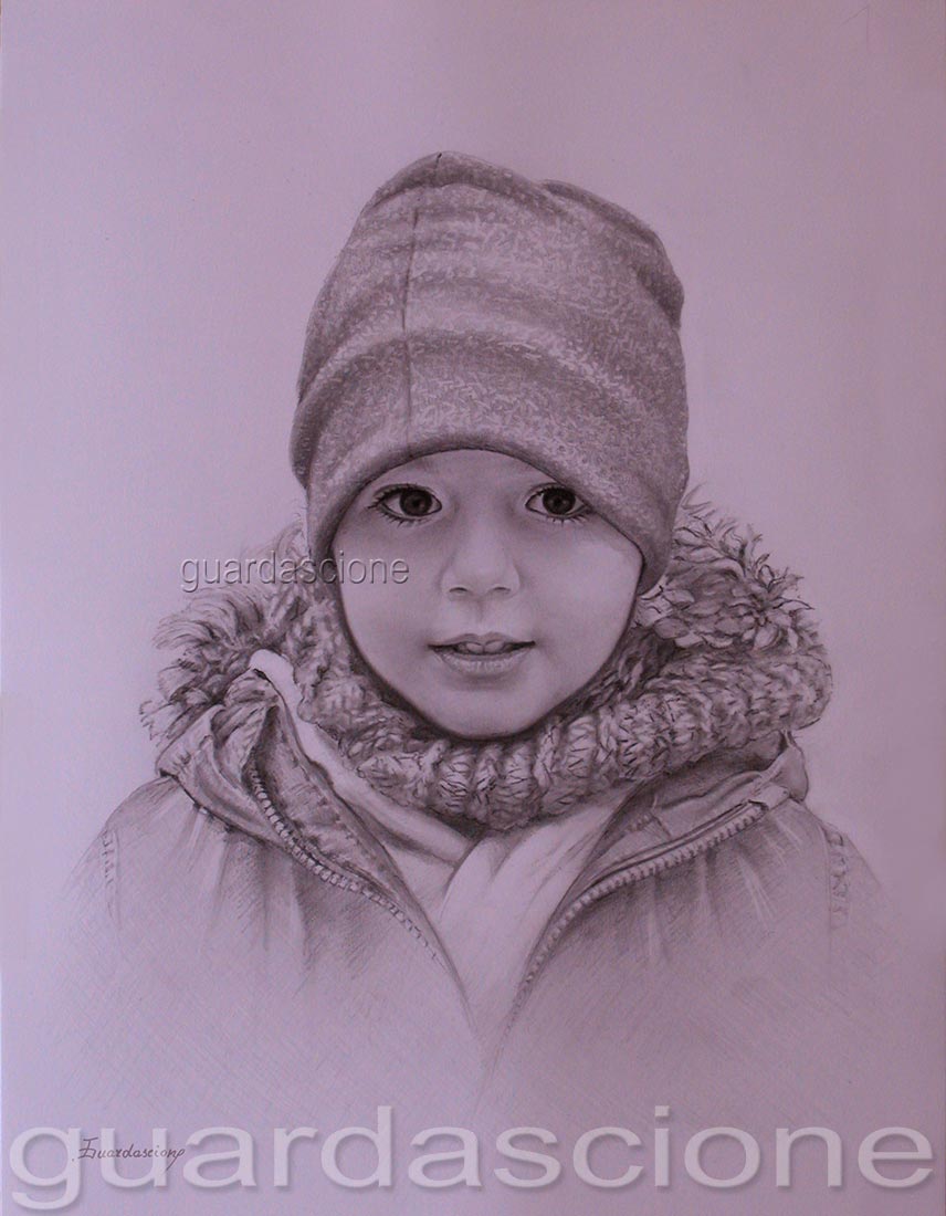 ritratto di bambino con sciarpa