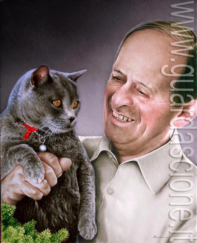 il mio ritratto con gatto eseguito da una mia foto su commissione