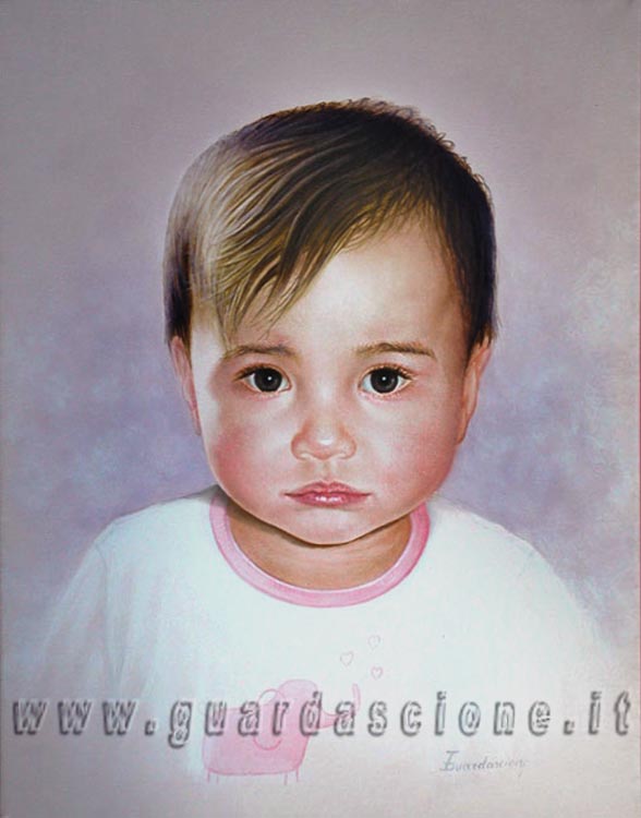 ritratto del mio bambino a olio su tela, pittore ritrattista