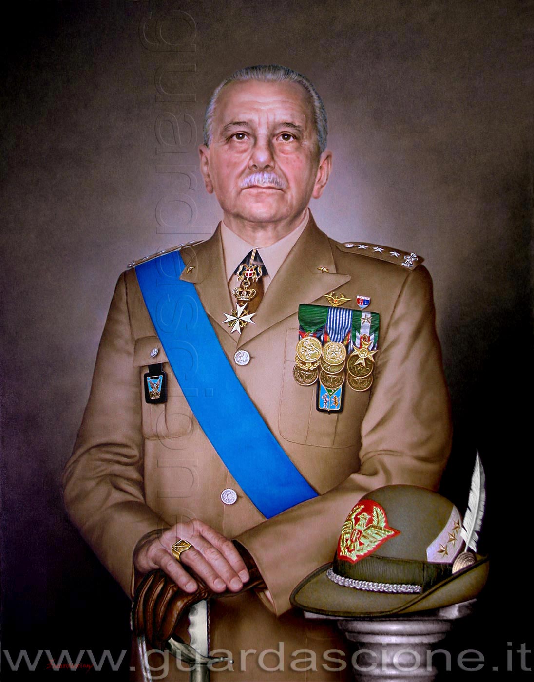 ritratto di generale alpino in alta uniforme eseguito su commissione e personalizzato su richiesta