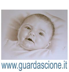 ritratto di bimbo neonato eseguito da foto e realizzato su commissione