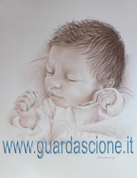 ritratti di bambini neonati eseguiti in seppia